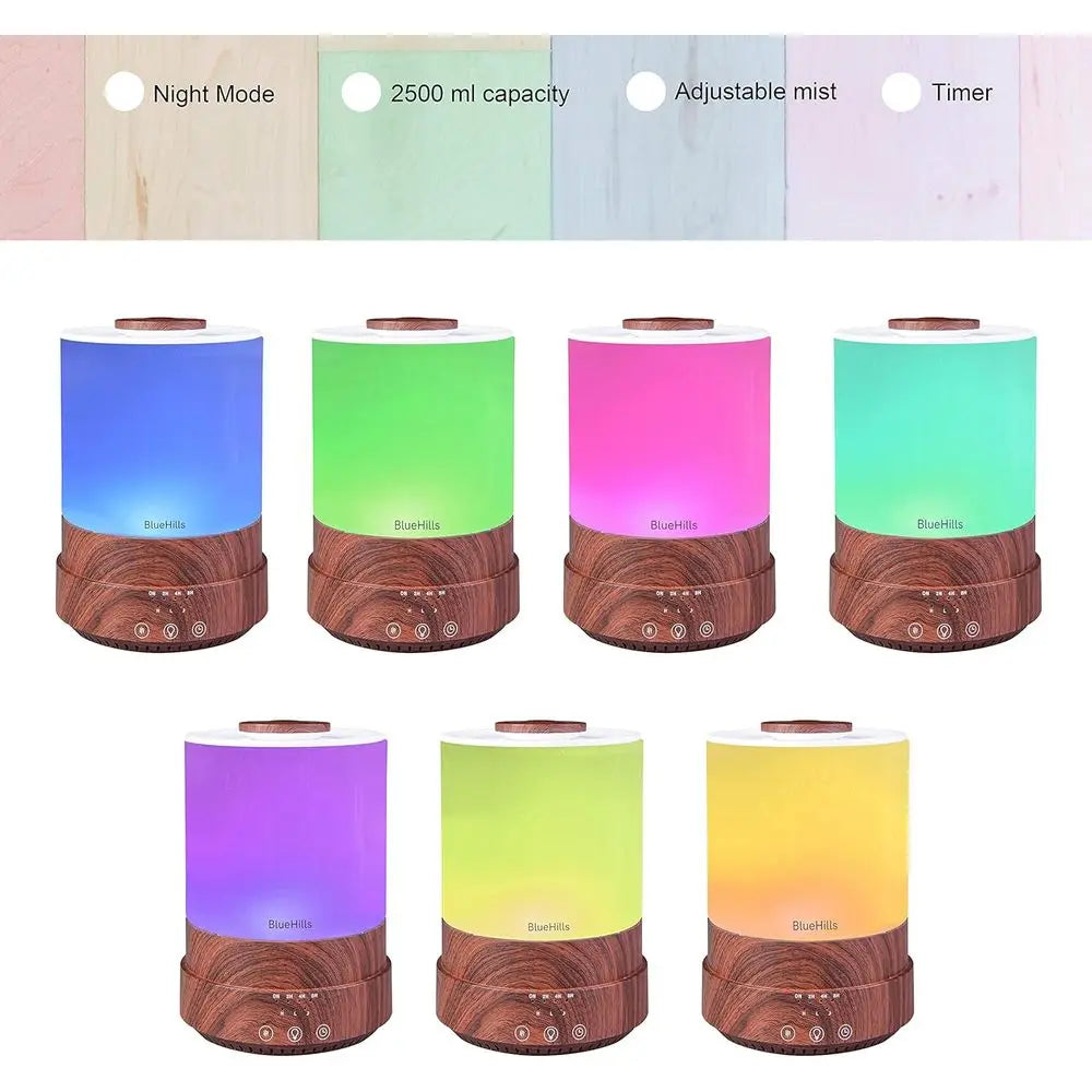 2500ml Large XL Essential Oil Diffuser - 30-Hour Aromatherapy Mist for Large Rooms with 7 LED Lights and Auto Shut-Off