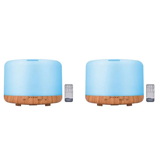 【LAST CHANCE】2X Essential Oil Diffuser 500Ml Humidifier Diffusers Aromatherapy Diffuser With Remote Control US Plug