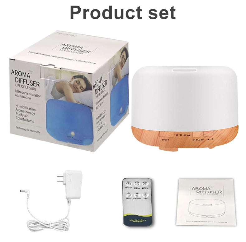 Aroma Diffuser, 500ml Aromatherapy Oil Diffuser with 7-Color Light, Timer-Adjustable Fog Mode Setting