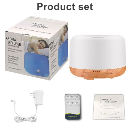 Aroma Diffuser, 500ml Aromatherapy Oil Diffuser with 7-Color Light, Timer-Adjustable Fog Mode Setting