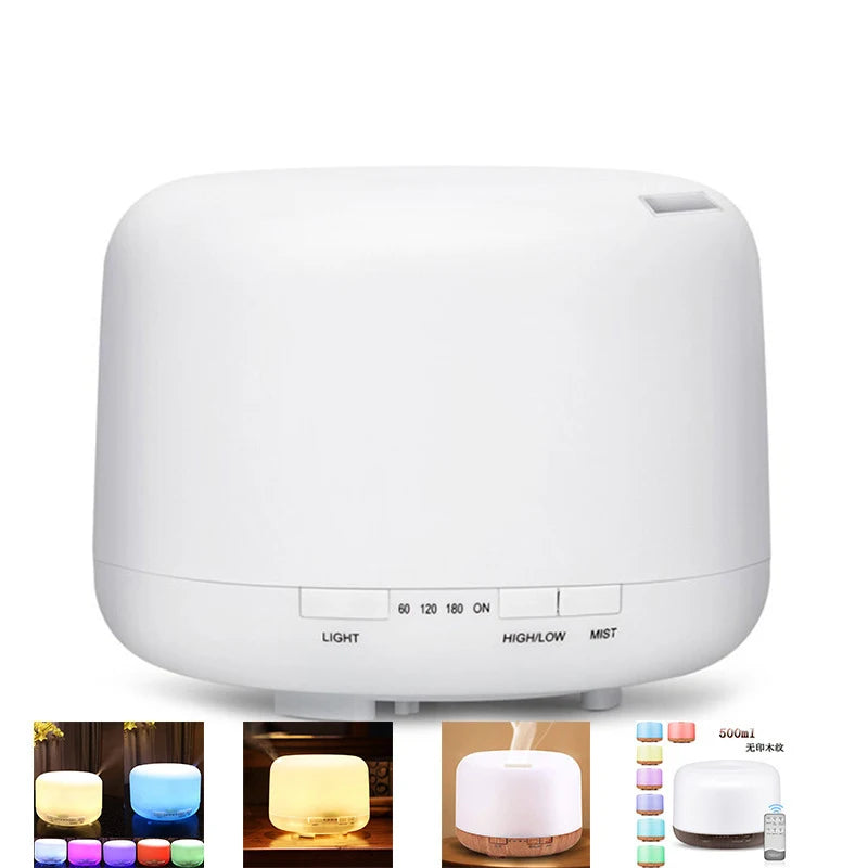 Aroma Diffuser, 500ml Aromatherapy Oil Diffuser with 7-Color Light, Timer-Adjustable Fog Mode Setting